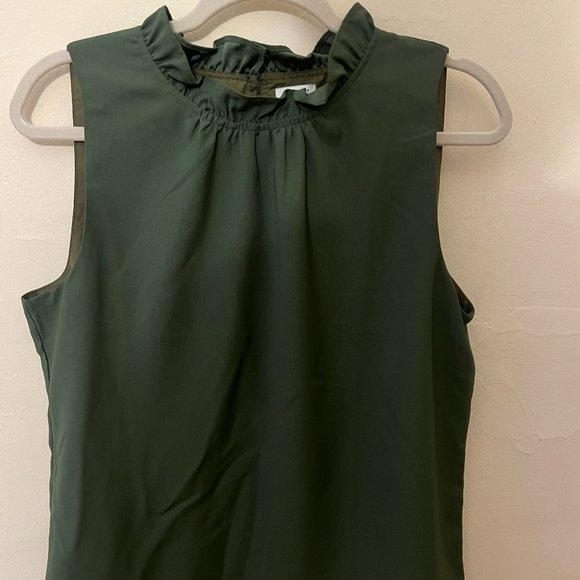 J Crew Ruffleneck Tank Top - M - Green - Picture 2 of 4